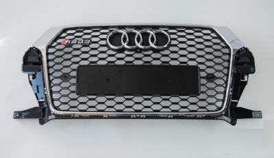 Решетка радиатора Audi Q3 RSQ3 черная + хром рамка (2015-2018)