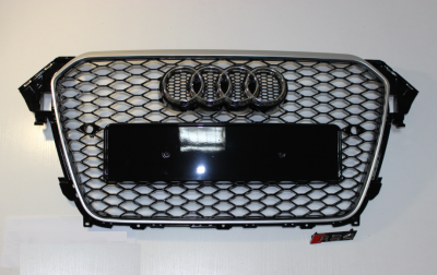 Решетка радиатора Ауди A4 B8 RS4, черная+хром, рестайл