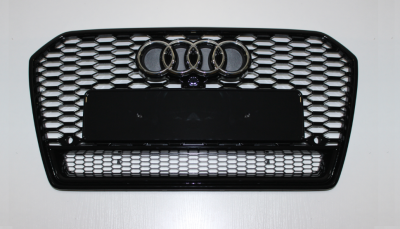 Решетка радиатора Ауди A6 C7 RS6, черная глянец, рестайл