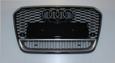 Решетка радиатора Ауди A6 C7 RS6, черная + хром рамка