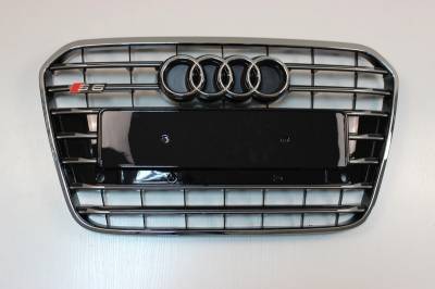 Решетка радиатора Audi A6 С7 S6, черная + хром, дорестайл