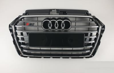 Решетка радиатора Audi A3 8V S3 черная + хром (2016-2020)