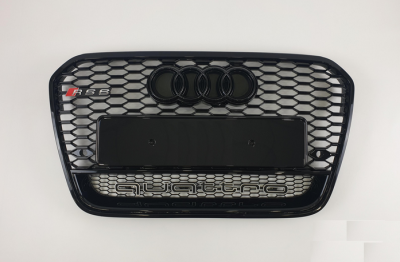 Решетка радиатора Audi A6 С7 черная + квадро (2011-2014)
