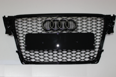 Решетка радиатора Ауди A4 B8 RS, черная глянцевая