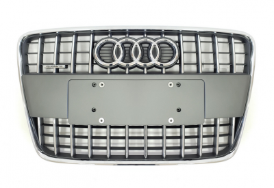 Решетка радиатора Audi Q7 SQ7 серебро + хром (2010-2015)