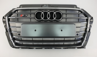 Решетка радиатора Audi A3 8V S3 серебро + хром (2016-2020)