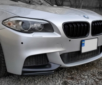 Накладки (клыки) на передний бампер BMW F10 M-Pakiet черный глянцевый ABS-пластик
