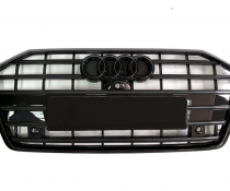 Решетка радиатора Audi A6 C8 стиль S6 черный глянец (2018-...)