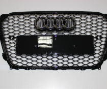 Решетка радиатора Ауди A4 B8 RS4, черная глянцевая, рестайл