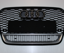 Решетка радиатора Ауди A6 C7 RS6, черная + хром вставка