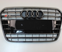 Решетка радиатора Audi A6 С7 S6, черная + хром, дорестайл