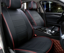 Чехлы на сиденье из искусственной кожи для Hyundai Elantra MD черные с красной нитью (2010-2015)