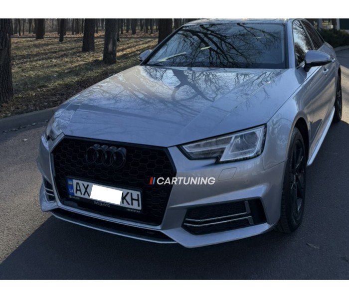 Решетка радиатора AUDI A4 B9 стиль S4 черная глянцевая (2019-2023)