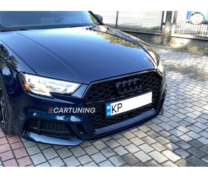 Решетка радиатора Audi A3 8V ACC стиль RS3 черный глянец (16-20 г.в.)