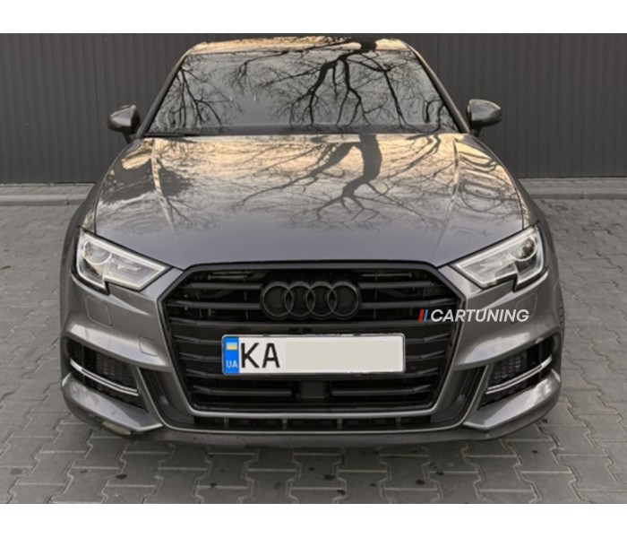 Решетка радиатора Audi A3 8V стиль S3 черный глянец (2016-2020 г.в.)