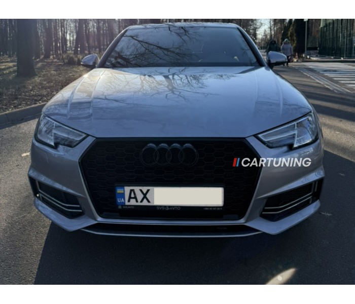 Решетка радиатора AUDI A4 B9 стиль S4 черная глянцевая (2019-2023)