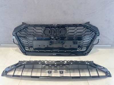 Решетка радиатора AUDI A4 B9 стиль S4 черная глянцевая (2019-2023)