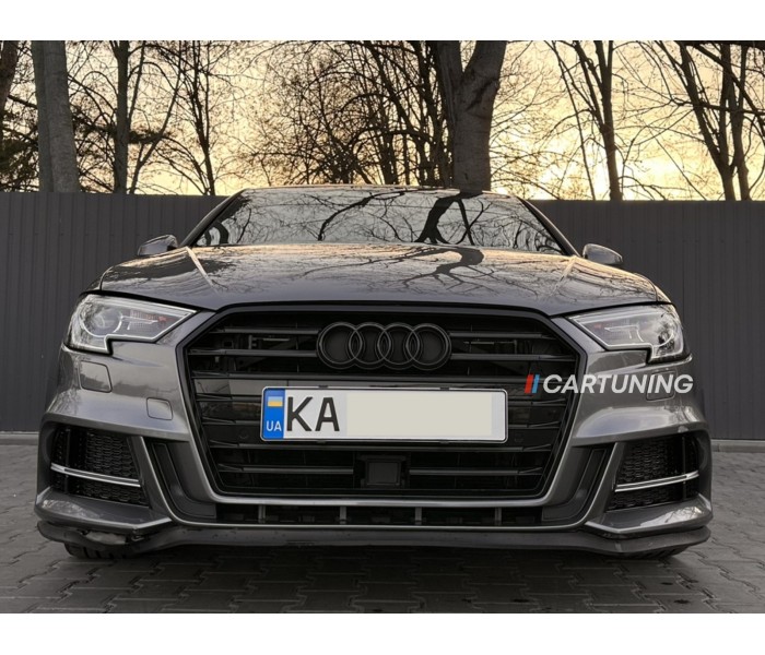 Решетка радиатора Audi A3 8V стиль S3 черный глянец (2016-2020 г.в.)