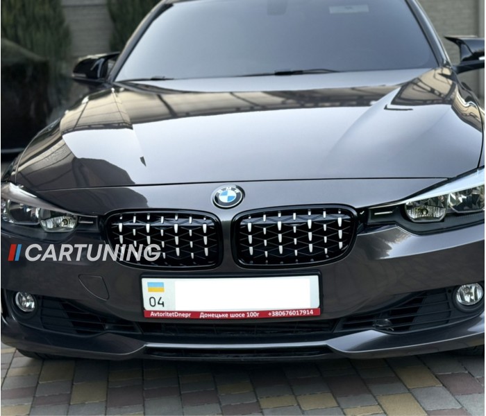 Решетка радиатора, ноздри на БМВ F30 / F31 Diamond (черная с хромом)