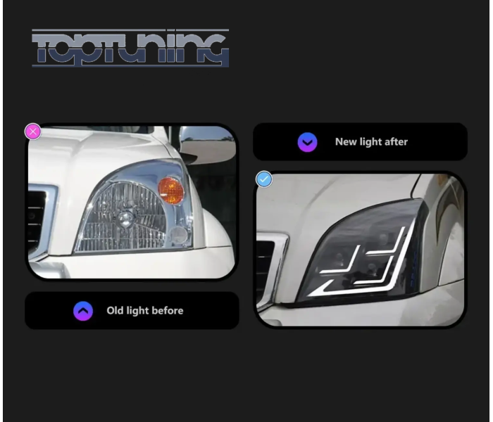 Оптика передня, світлодіодні фари Toyota Prado з DRL (2003-2009)