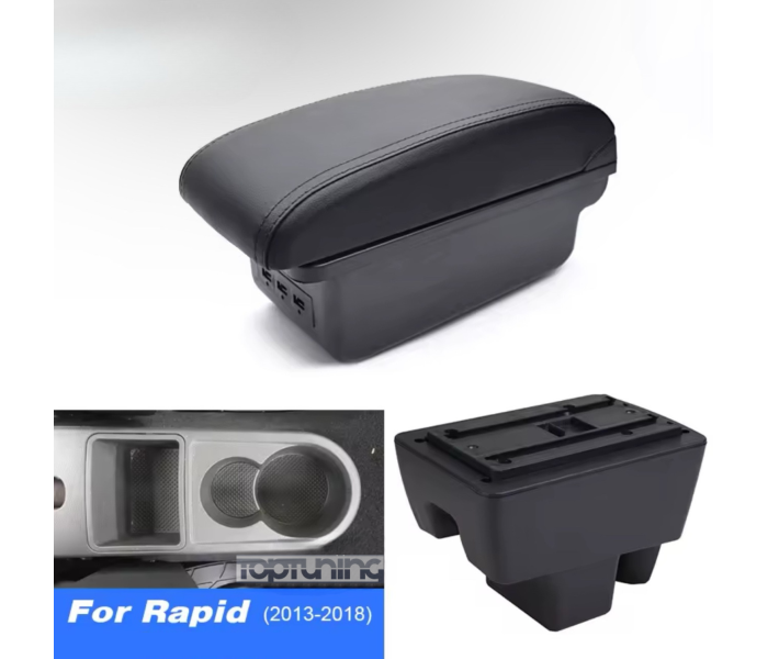 Авомобільний підлокотник-органайзер з USB портами для Skoda Rapid (2013-2018)