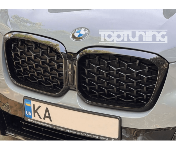 Решітка радіатора BMW X3 G01 рестайлінг стиль Diamond чорний гянець (2022- р.в.)