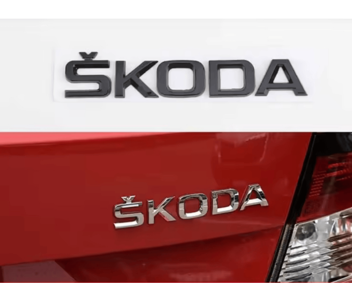 Наклейка-логотип 3D на багажник Skoda чорний глянець