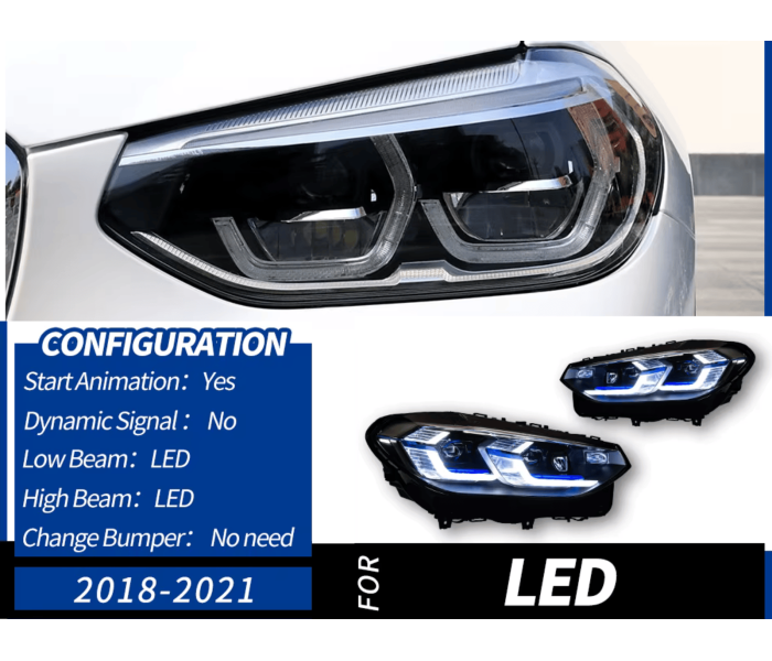 Оптика передня, світлодіодні фари BMW X3 G01 F97 / X4 G02 F98 на штатний галоген