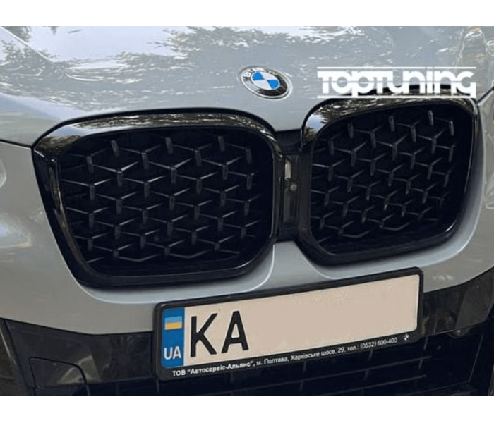 Решітка радіатора BMW X3 G01 рестайлінг стиль Diamond чорний гянець (2022- р.в.)