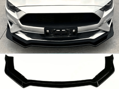 Накладка переднего бампера Ford Mustang MK6.5 Черный глянцевый (ABS-пластик)