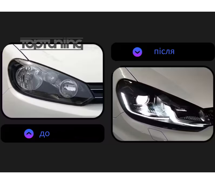 Оптика передня, світлодіодні фари на Volkswagen Golf 6