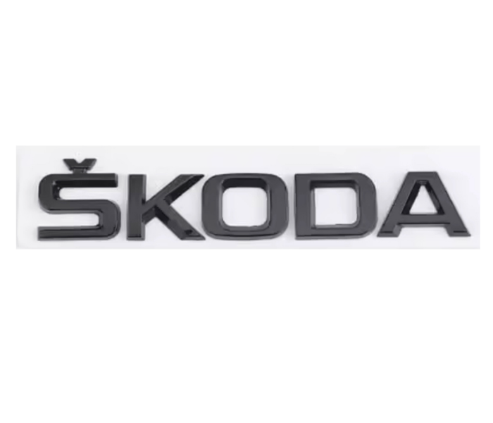 Наклейка-логотип 3D на багажник Skoda чорний глянець