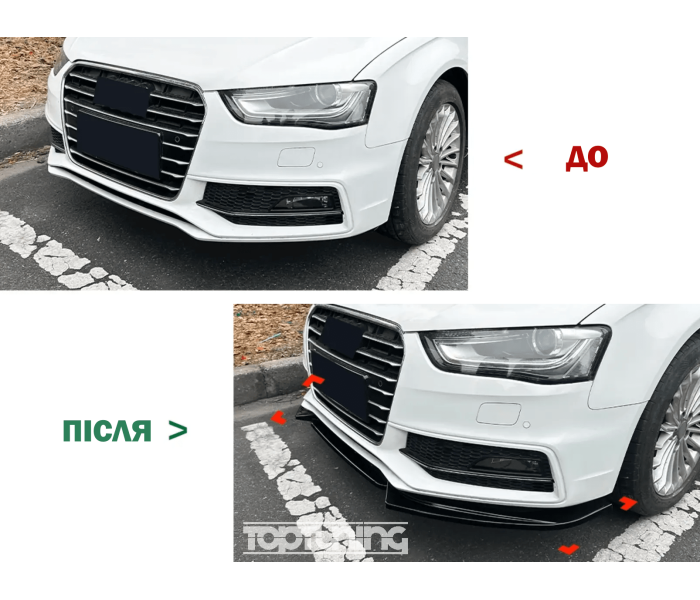 Накладка переднього бампера A4 S4 B8 Sline рестайл