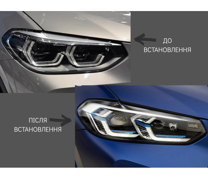Оптика передня, світлодіодні фари BMW X3 G01 F97 / X4 G02 F98 на штатний галоген
