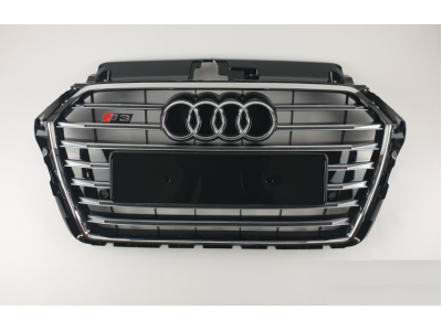 Решітка радіатора Audi A3 8V стиль RS3 чорна + хром (16-20 р.в.)