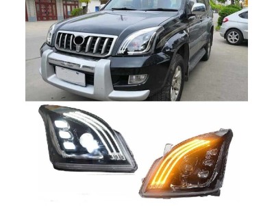 Оптика передняя, светодиодные фары Toyota LC120 c DRL