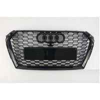Решетка радиатора Ауди A4 B9 RS4, черная глянцевая