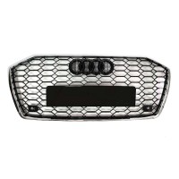 Решетка радиатора Audi A6 C8 стиль RS6 черный глянец + хром (2018-...)