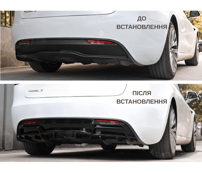 Накладка заднего бампера Tesla Model 3 черный глянец (2023+)