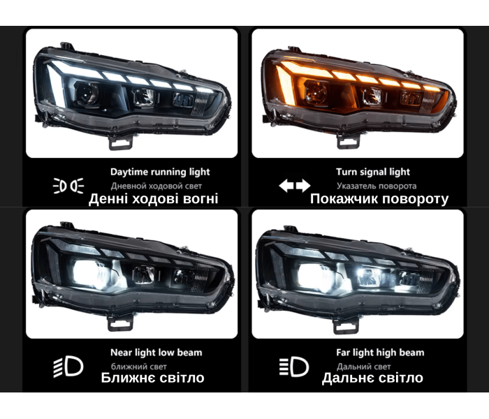 Оптика передняя, фары на Митсубиси Лансер 10