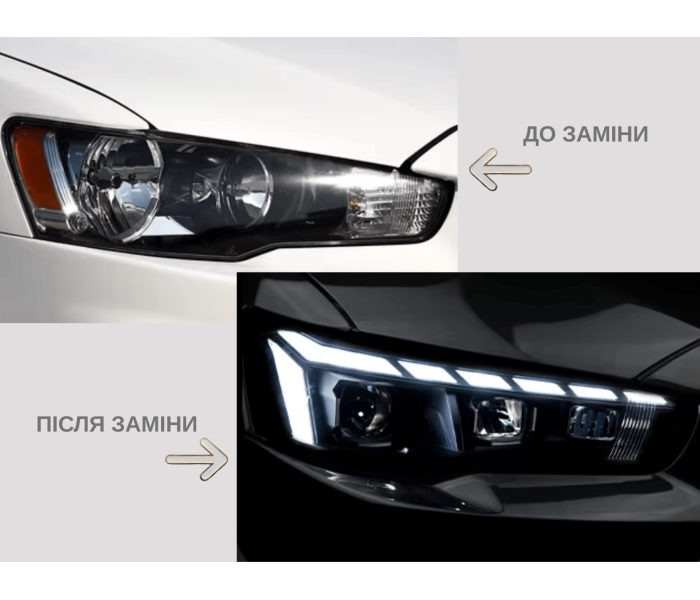 Оптика передняя, фары на Митсубиси Лансер 10